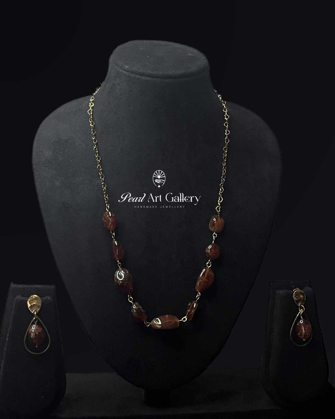 Chain Of Dazzle Matinee (Brown Hessonite) | Pearl Art Gallery