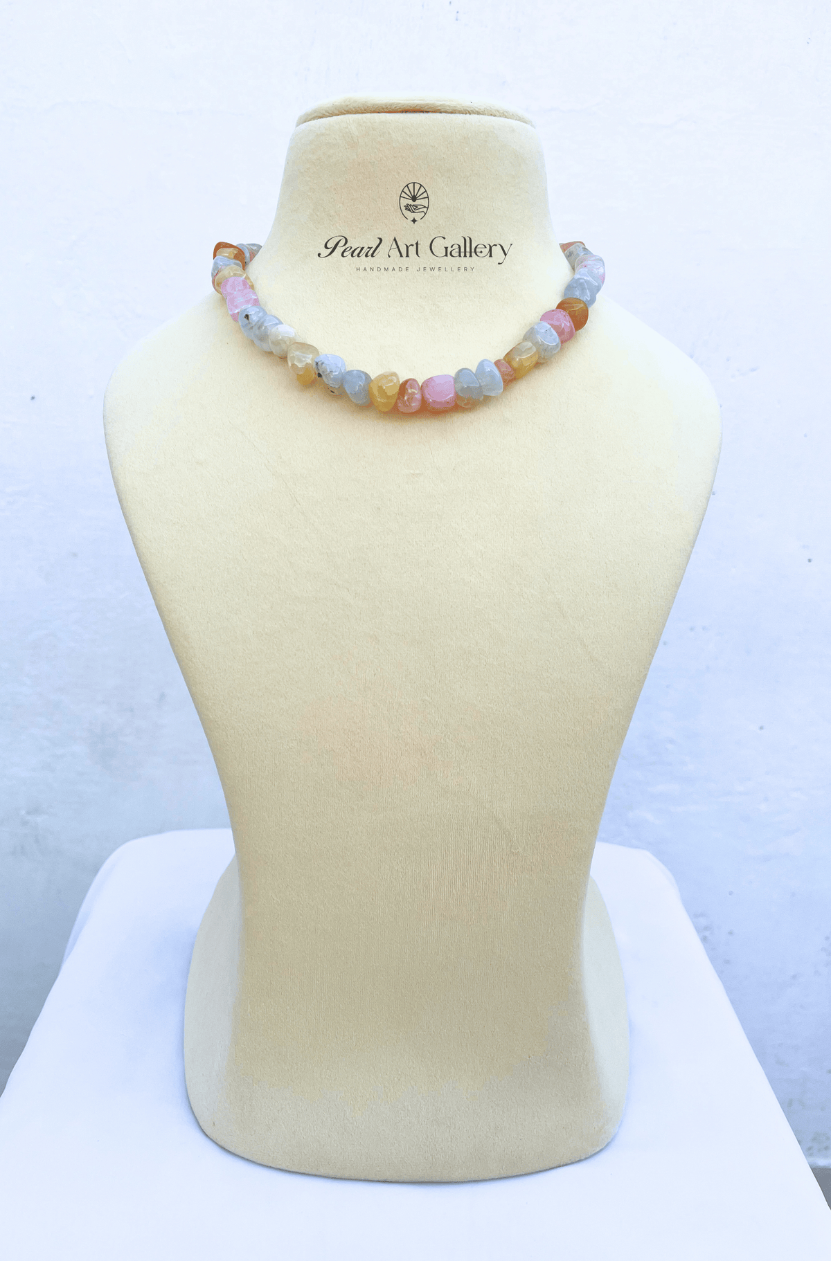 Multicolour Agate Stone Collar Necklace – Handmade