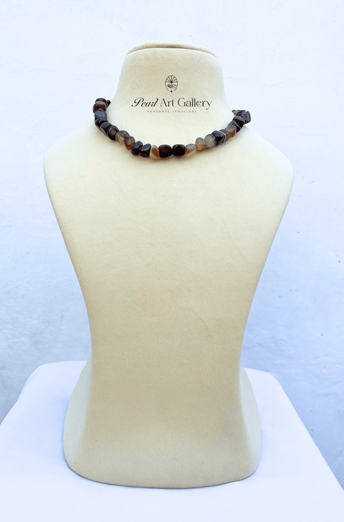 Chocolate Brown Agate Collar Necklace – Handmade