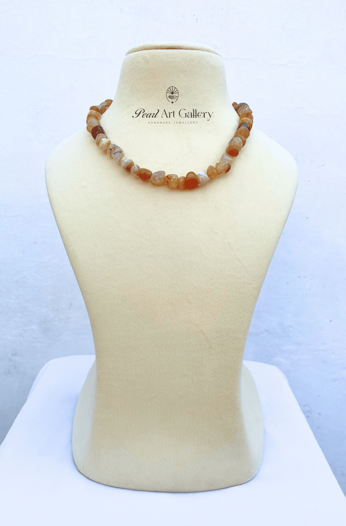 Wood Brown Agate Collar Necklace – Earthy Stones
