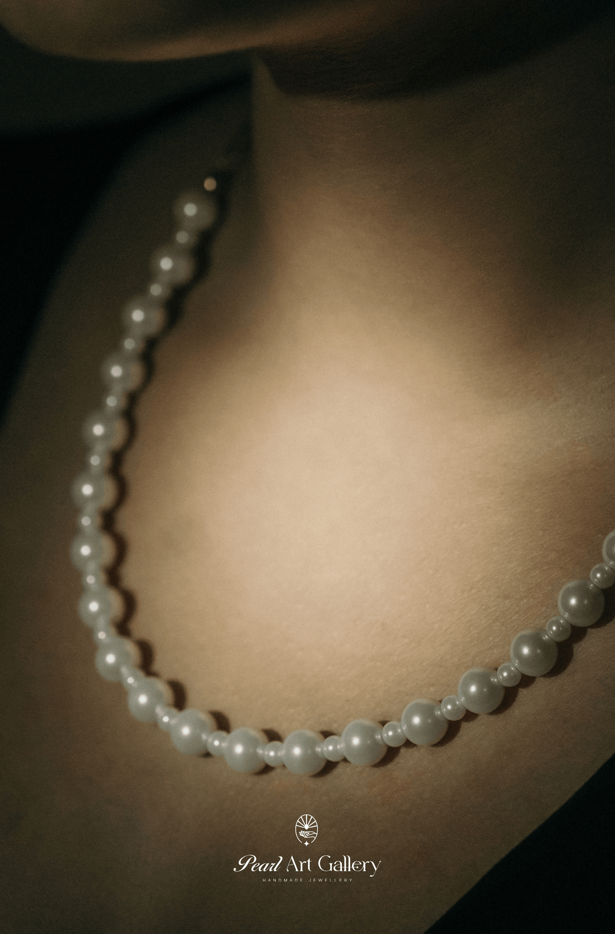Double Strand Pearl Choker Necklace – White Pearls