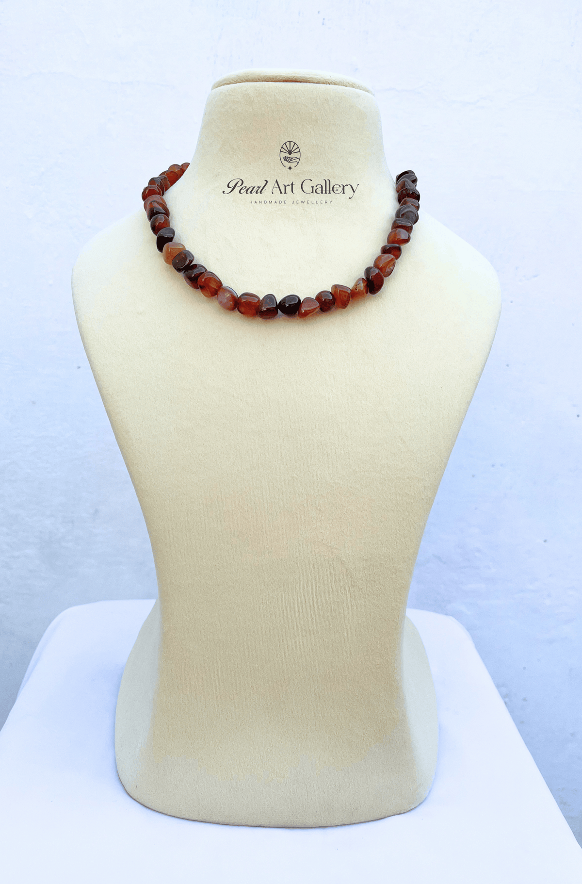 Brown Agate Bead Collar Necklace – Natural Stone