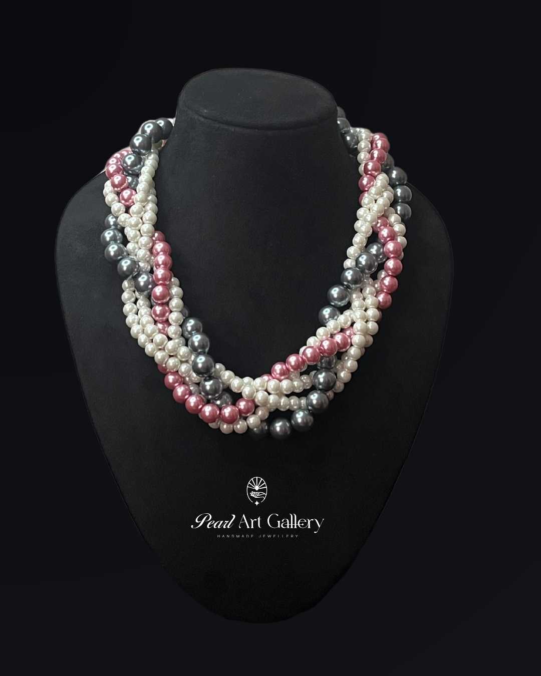 Braided Melody Choker (Pink, Grey, White)