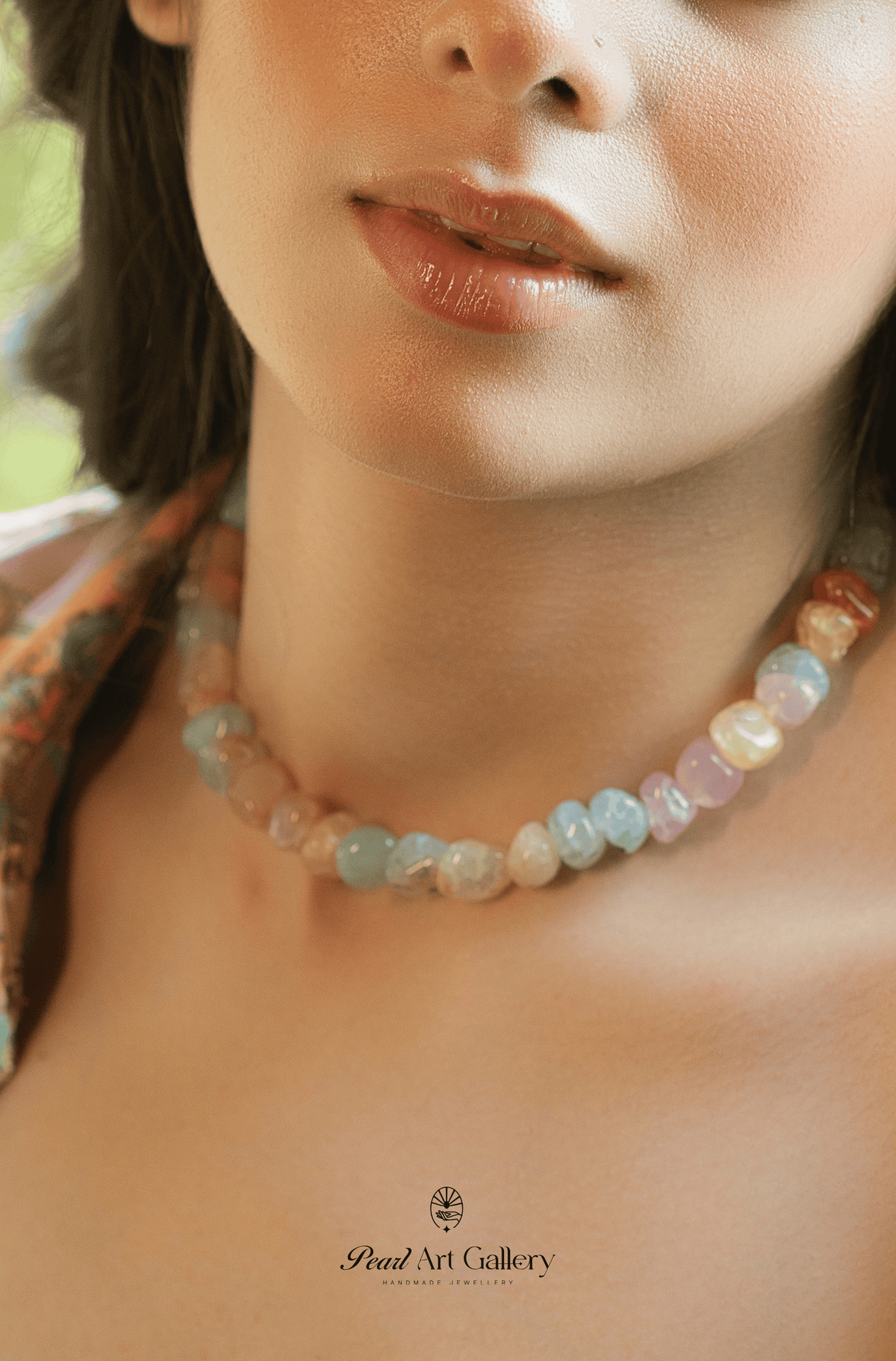 Multicolour Agate Stone Collar Necklace – Handmade