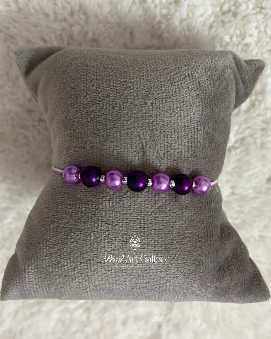 Vibrant Bead Rakhi Set – Purple Thread & Blue Chain Duo