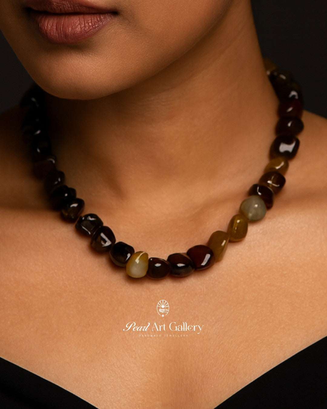 Agate Aura Collar (Chocolate) | Pearl Art Gallery