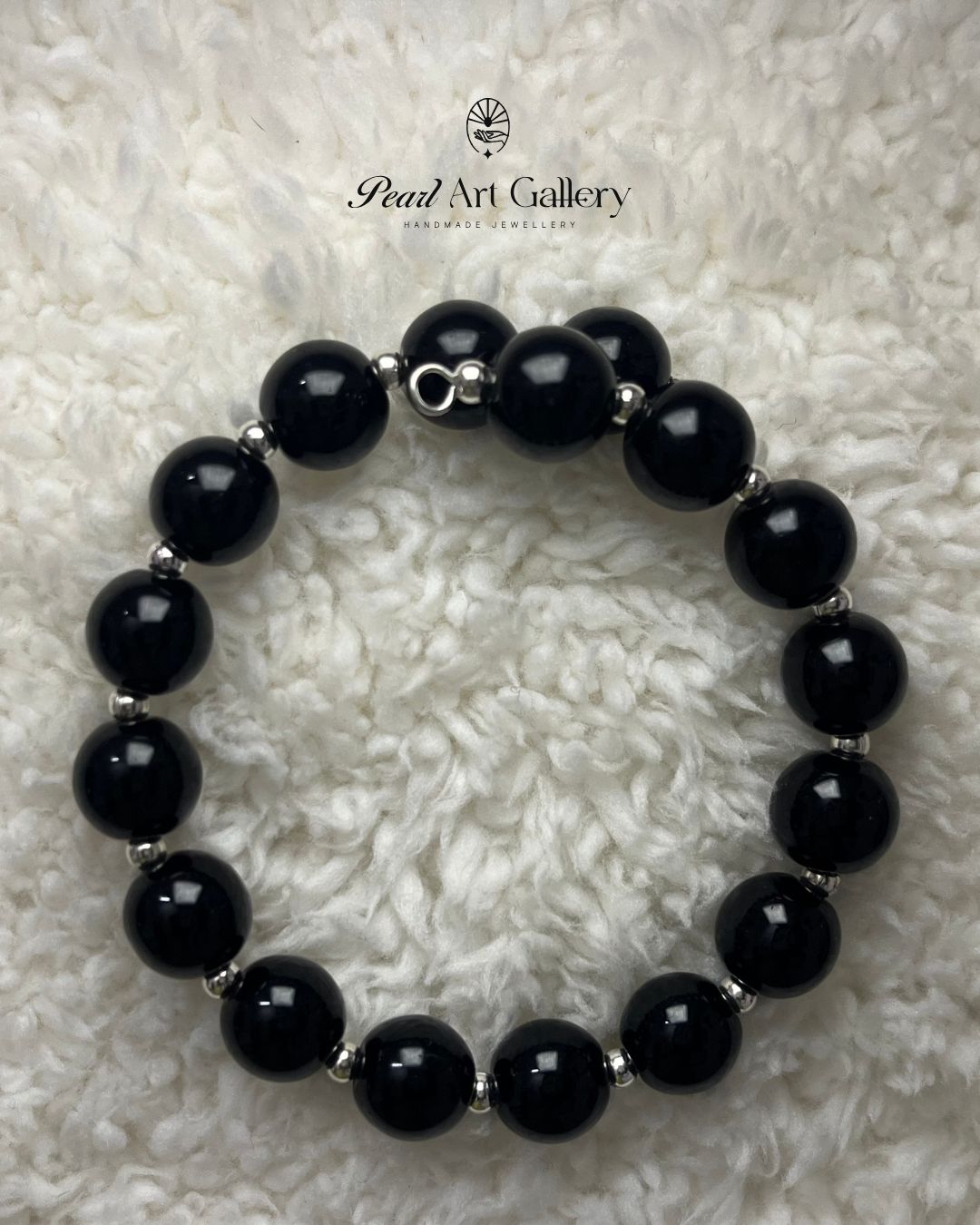 Bold Black Bead Bracelet – Flexible Fit
