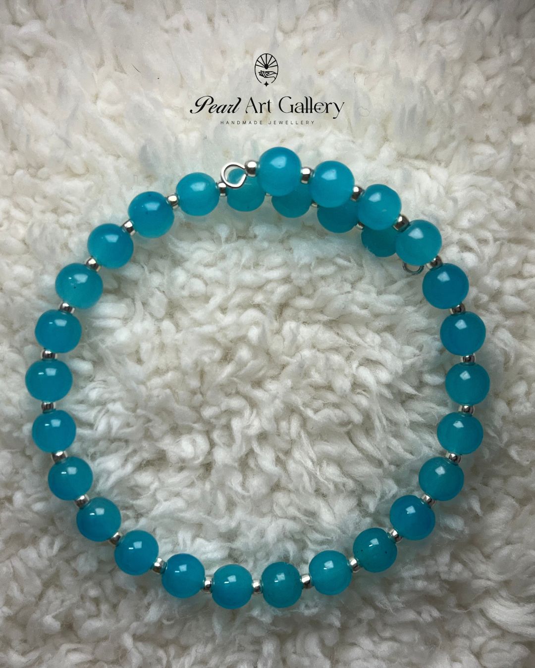 Sky Blue Bead Bracelet – Stretchable Comfort