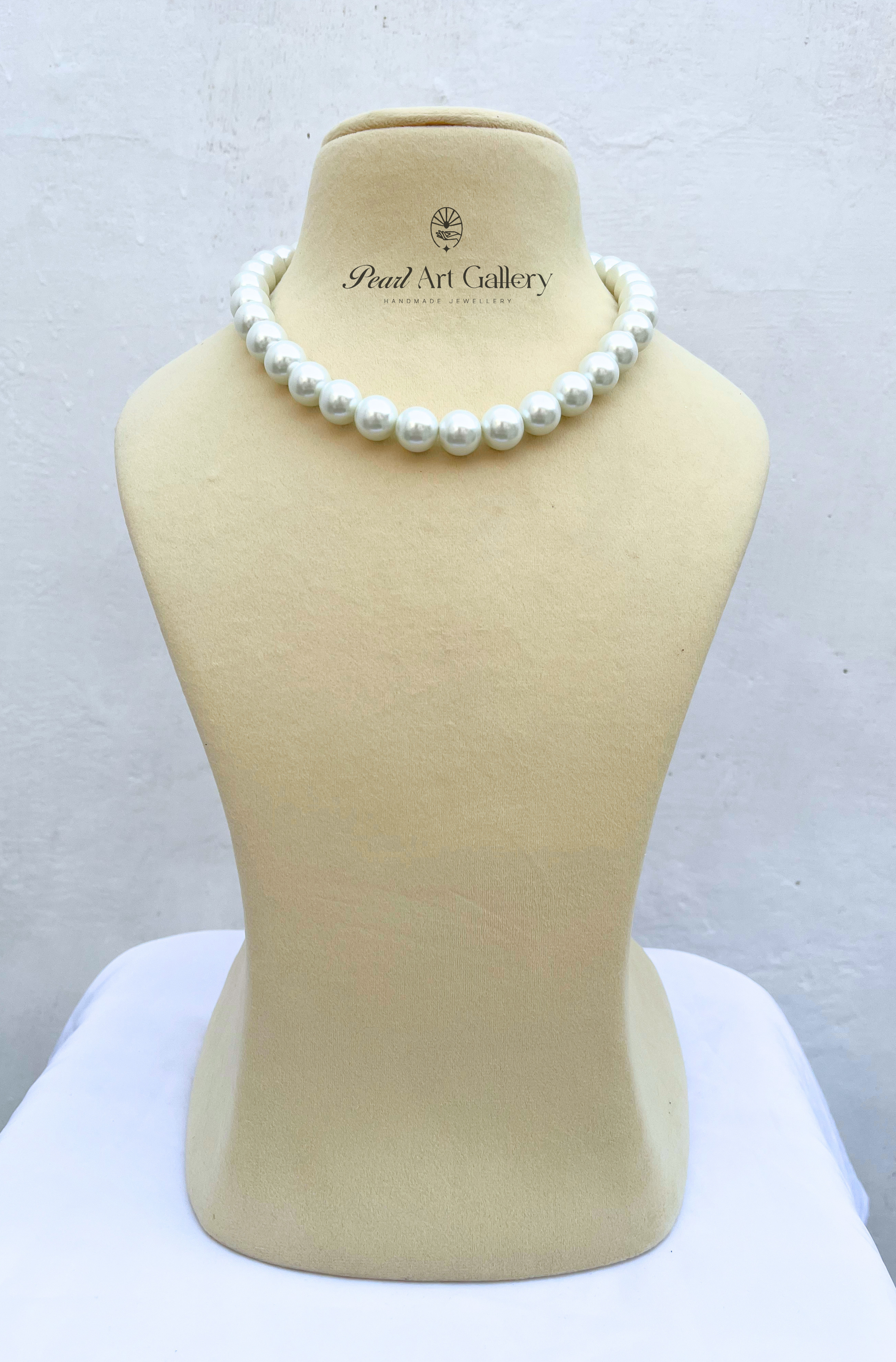 Pearl Collar Necklace – Statement 14MM White Pearls