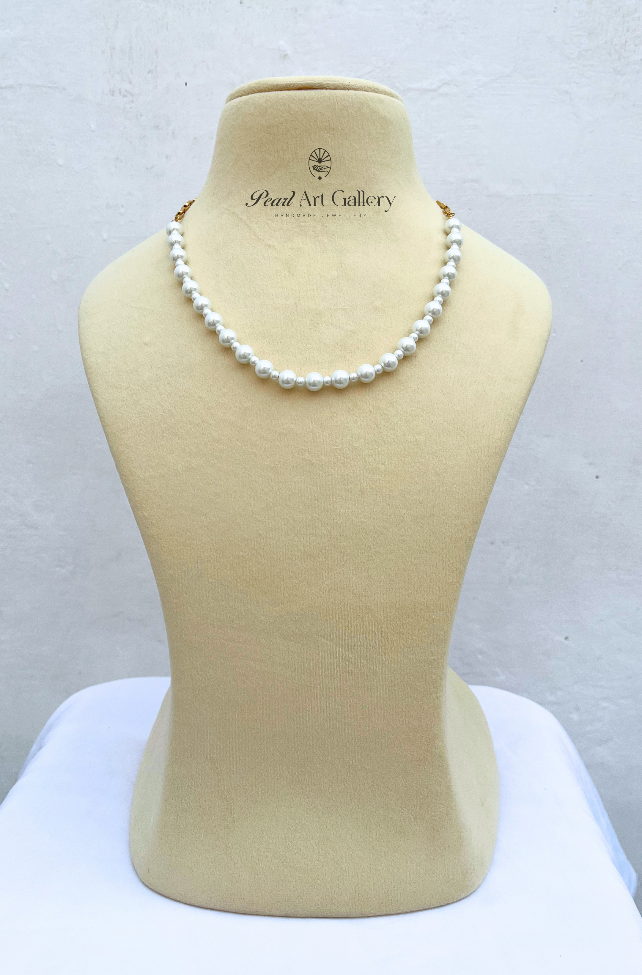 Double Strand Pearl Choker Necklace – White Pearls
