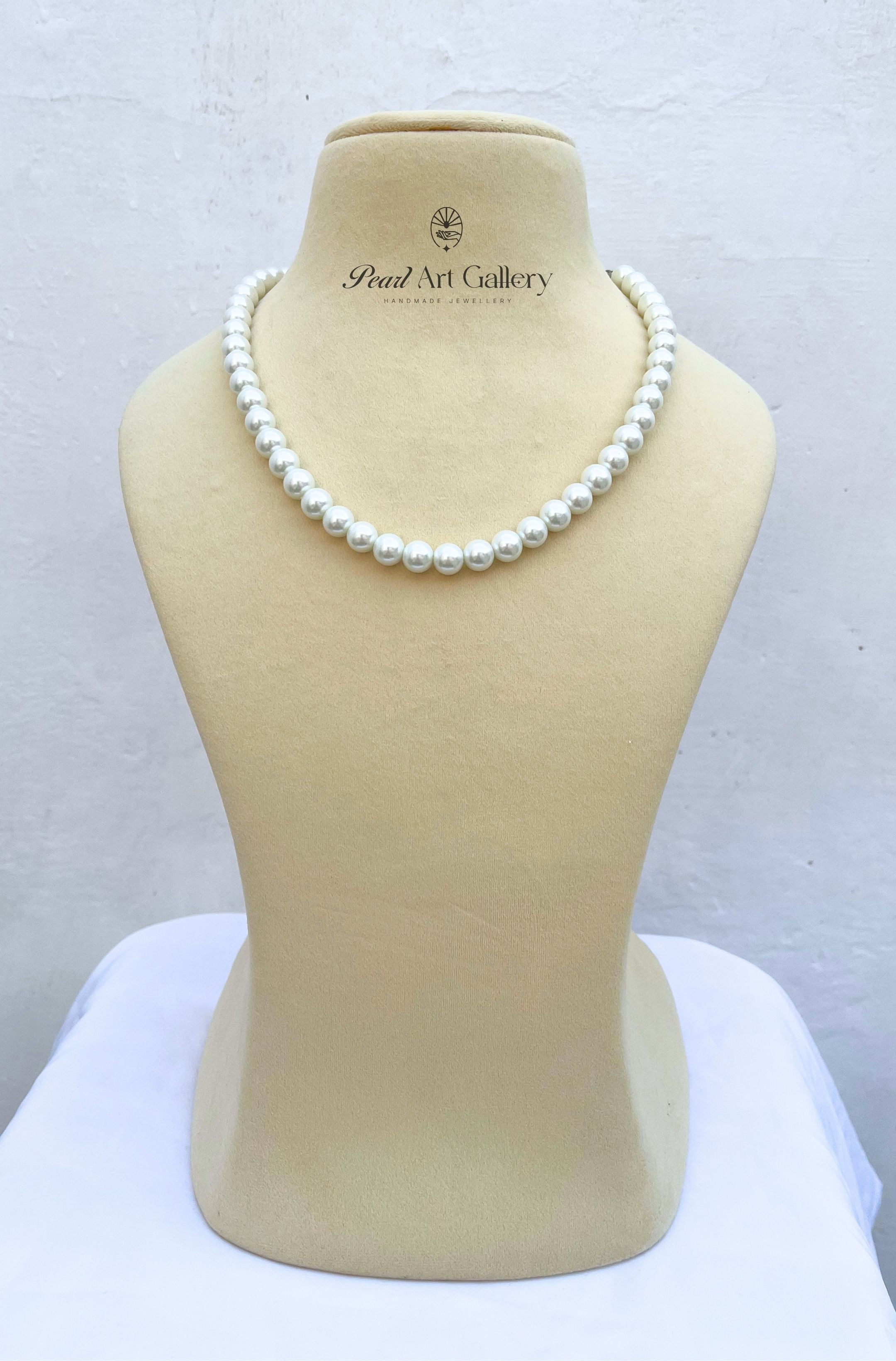 White Pearl Choker Necklace – Bold 10MM Pearls