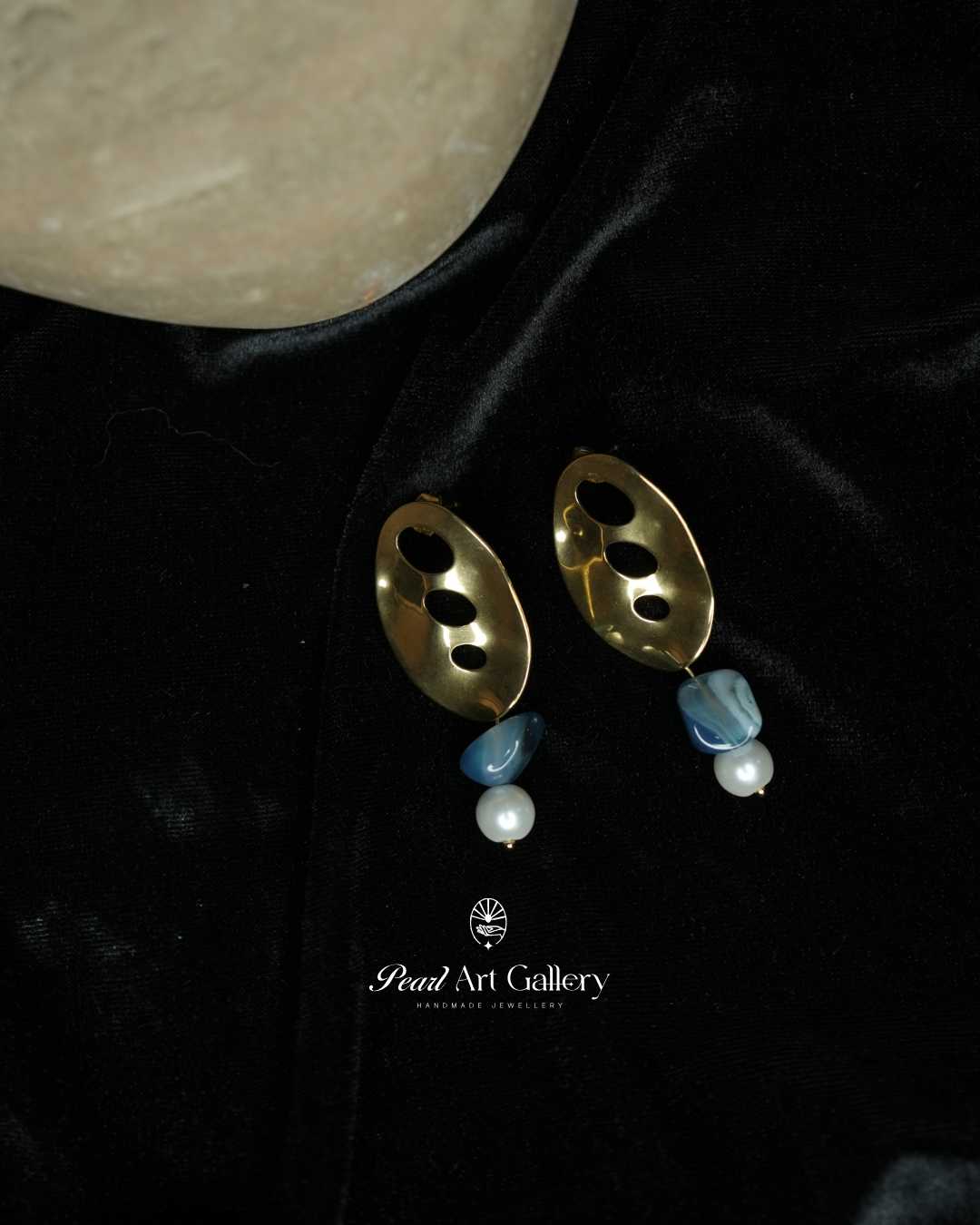 Owl Earrings with Agate and Pearl - Pearl Art Gallery