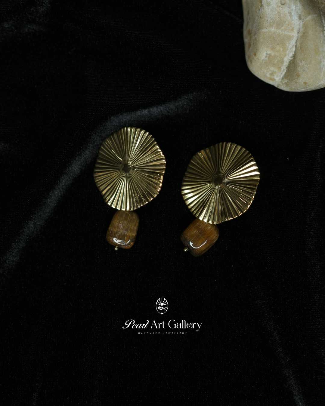 Tiger Eye Round Studs - Pearl Art Gallery